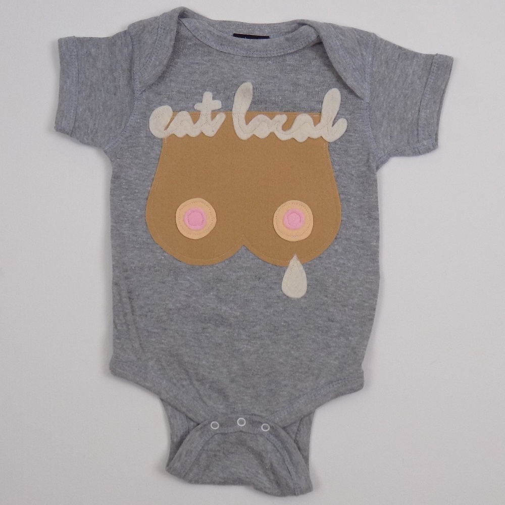 breastfeeding eat local boobs onesie baby gift
